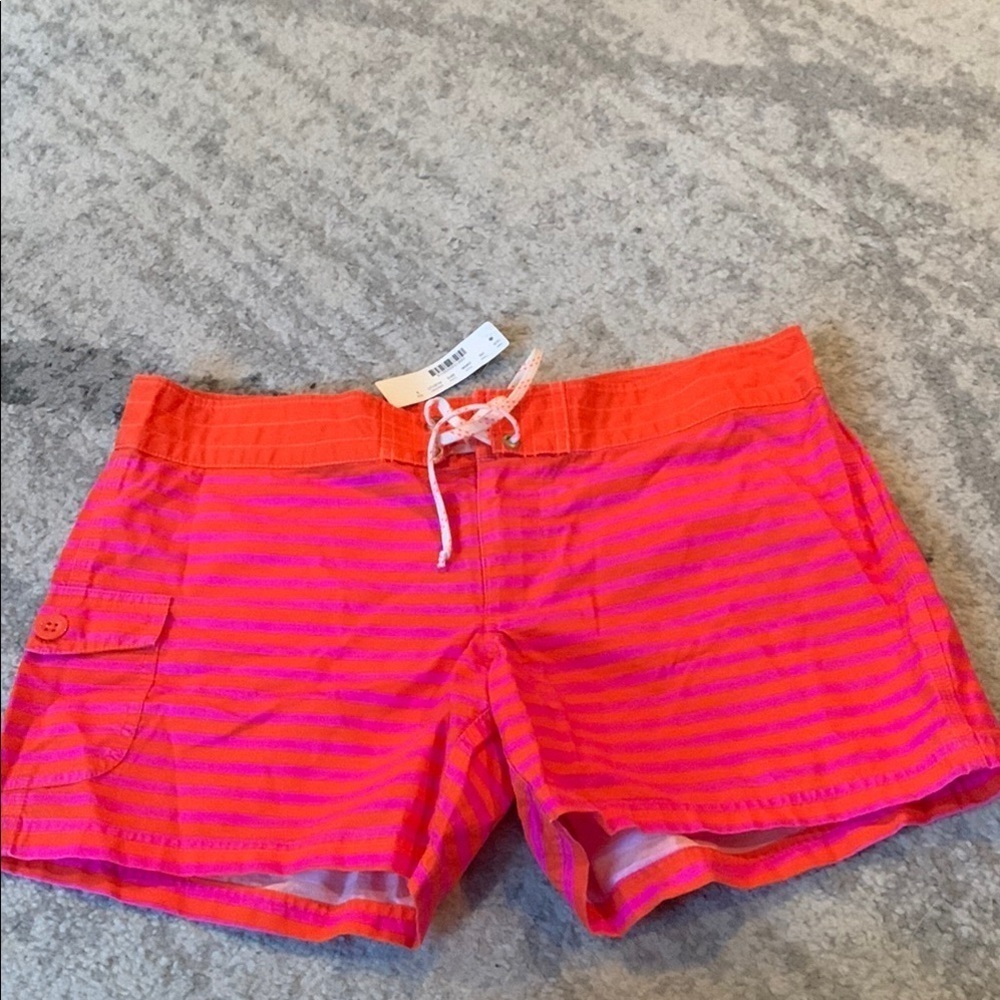 J. Crew Pink and Red Striped Shorts